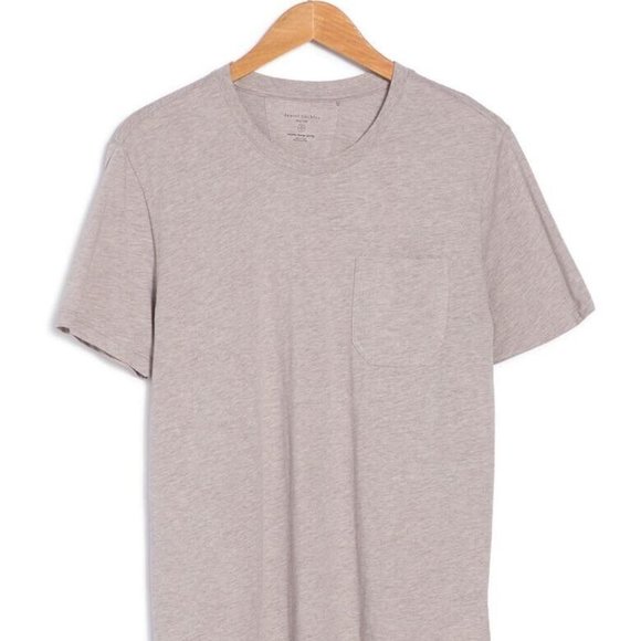 DANIEL BUCHLER Men's MEDIUM SAND Heathered Crew Neck Pocket Lounge T-Shirt - Picture 5 of 6